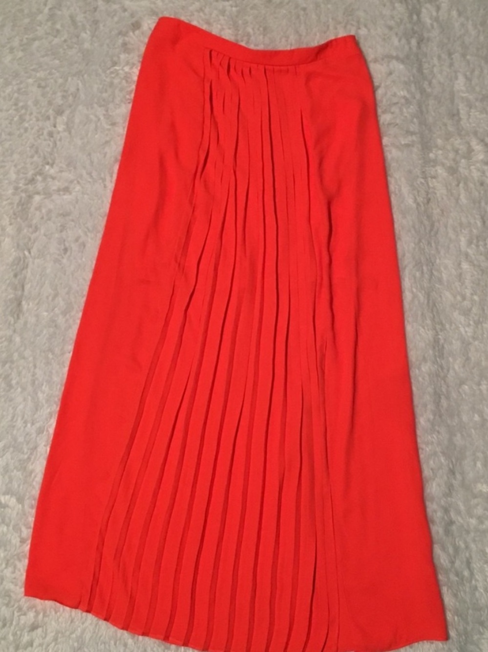 Neon bright orange pleated maxi skirt sz M